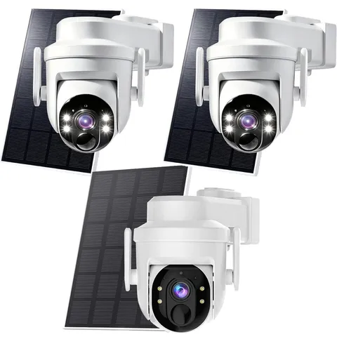 3Pcs Wireless Solar Camera 360° Pan/Tilt WiFi Battery Powered Security Camera