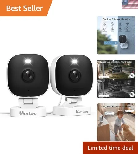 All-in-One 2-Pack Security Cameras: Night Vision, 2-Way Audio & Motion Alert