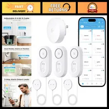 Smart Water Leak Detector with 4.92 ft Cable - 3 Pack, Fast Response, Home Safet
