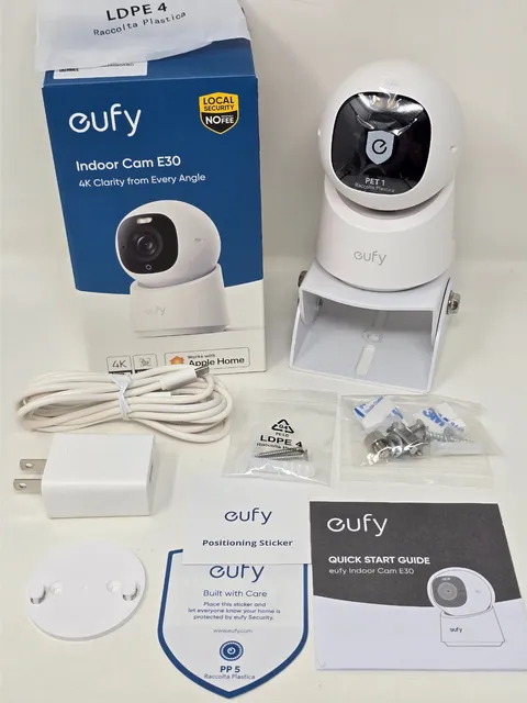 eufy Security Indoor Camera E30 Smart Home WiFi 4K UHD Lens Pan Tilt AI Tracking