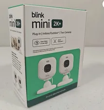 NEW 2 PACK Blink Mini 2k+ Cameras Indoor/Outdoor Plug-in 2K Video WHITE