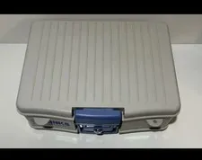 Brinks Home Security Lock Box Fire Safe Gray Blue with Handle NO KEY