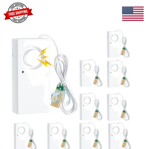 5 Pcs Water Sensor Alarm Leak Detector 120db Water Leak Alarm 9v Battery Floo...