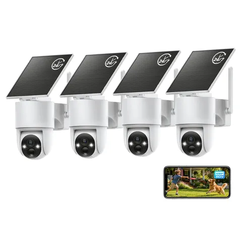 Tical Solar Security Cameras Wireless Outdoor, 4MP Outdoor Camera White