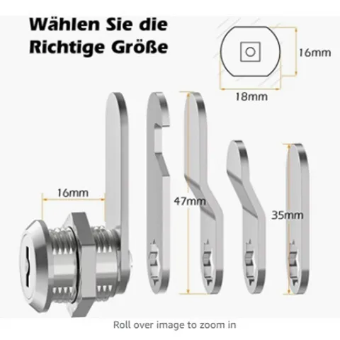 Reliable Cam Lock for Cabinet, Mail Box, and More 1630mm Diameter, 5 Keys