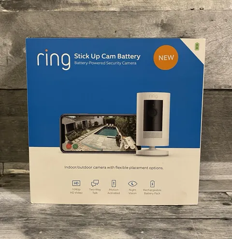 Ring Stick Up Cam Battery 1080p HD WiFi Security Camera White Indoor Outdoor New
