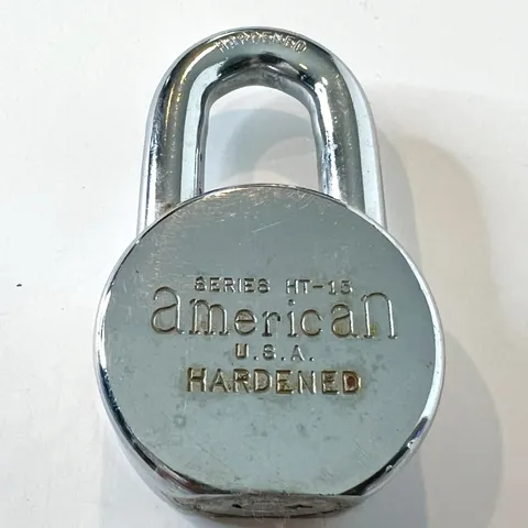 Antique American Series H-15 Keyed Hardened Steel Padlock Polished Chrome Silver