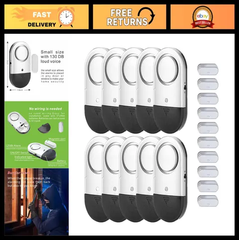 10-Pack Window & Door Alarm Sensors for Home Security, Kids Safety, Pool Protect