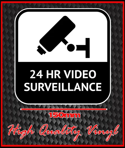 CCTV WARNING SIGN STICKER 24 HOUR VIDEO SURVEILLANCE BRAND NEW STYLE 6