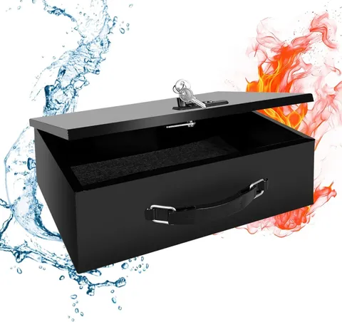 Fireproof Lock Box with Key and Combination Lock, Fire Safe Document Box Home