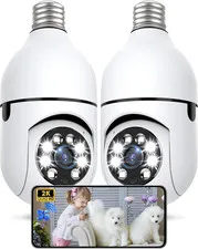 Light Bulb Security Camera Outdoor, 2K 5GHz & 2.4GHz WiFi Bulb Cameras for Home