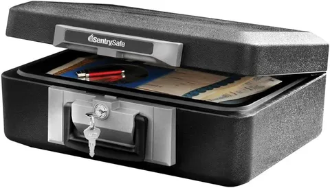 Fireproof Safe Box with Key Lock, Chest Safe with Carrying Handle to Secure Mone
