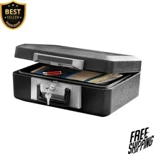 Fireproof Safe Box Key Lock Chest Safe Handle Money Jewelry Documents 0.25 Cu