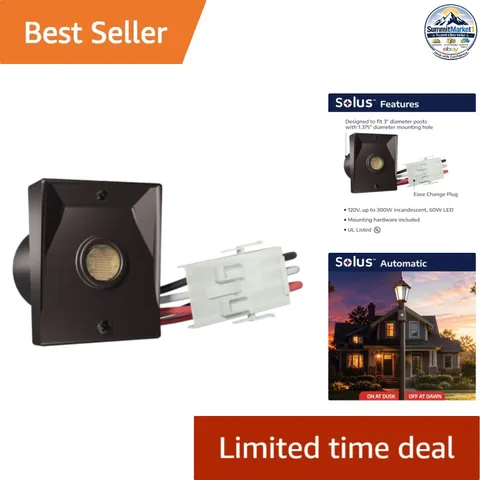 Dusk-to-Dawn Sensor 120V Photocell Plug-In for 3" Lamp Posts Auto On/Off