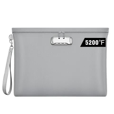 Fireproof Document Bag 14.6"x10.5" Waterproof with Combination Lock - Safe