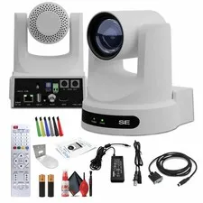 PTZOptics Move SE PTZ Camera with 12x Optical Zoom (White) + Wall Mount (White)