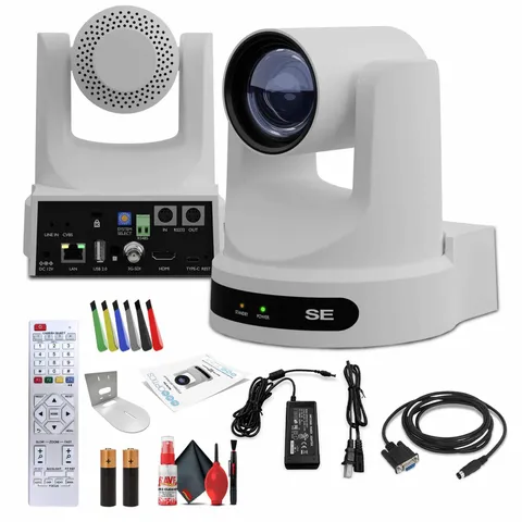 PTZOptics Move SE PTZ Camera with 12x Optical Zoom (White) + Wall Mount (White)