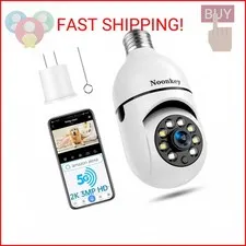 Noonkey 2K/3MP Light Bulb Security Camera, 5G& 2.4GHz WiFi Alexa E27 360° Light