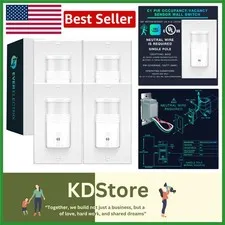 4-Pack -Certified Motion Sensor Light Switches with Adjustable Timer & Sensit...