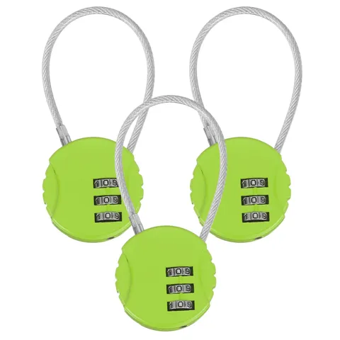 3-Pack Combination Locker Lock, 3 Digit Padlock for Gym/Luggage [Green]