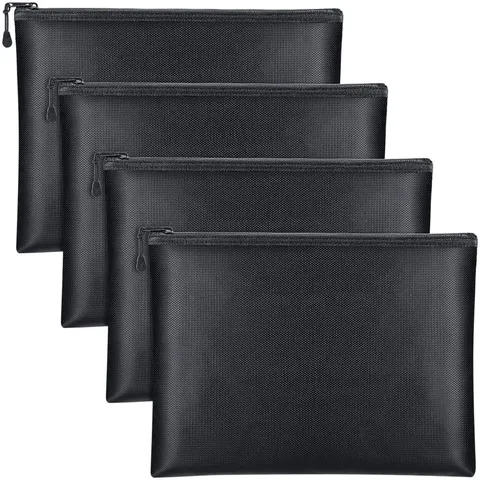 4 Pack Fireproof Document Bags 13.4 x 9.4 Inch Waterproof and Fireproof Money...