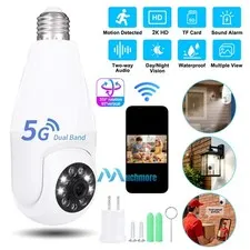 5G Bulb Cam 2K Full HD Outdoor PTZ Security Light Bulb Camera Color Night Vision