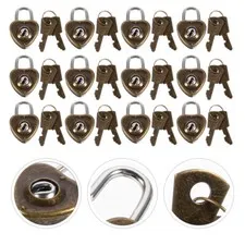 12PCS Practical Heart Shape Padlock Mini Cabinet Lock Drawer Lock for Luggage