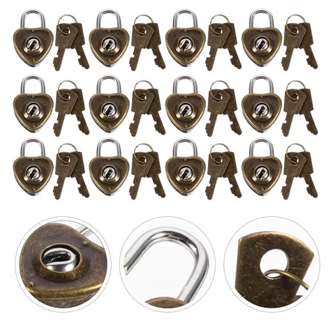 12PCS Practical Heart Shape Padlock Mini Cabinet Lock Drawer Lock for Luggage