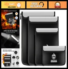 4 Pack Fireproof Waterproof Document Bags, Zipper Pouch for Cash & Legal Size