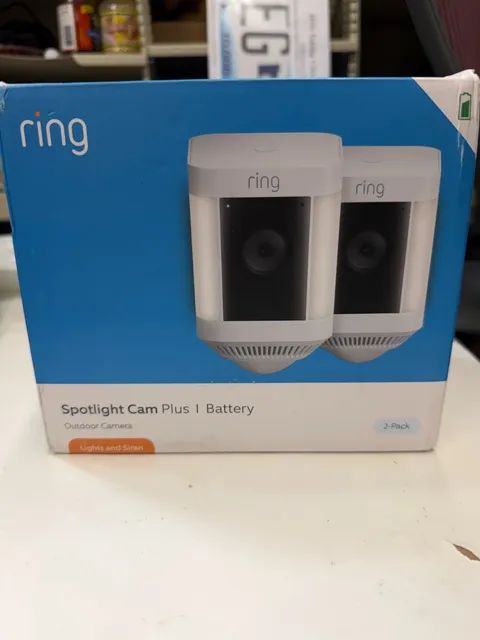 Ring Spotlight Cam Plus Camera Indoor/Outdoor Wireless Pack of 2 Battery New!!!!