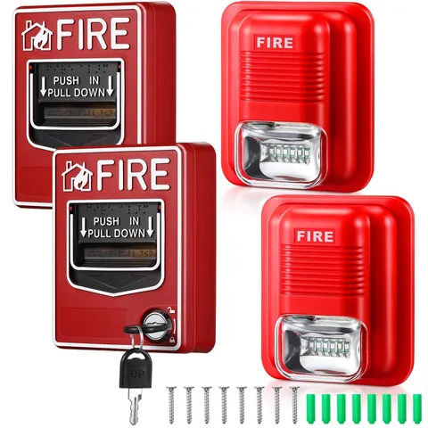 Relaxweex 4 Pcs Fire Alarm Pull Station 5.51 x 4.13 x 1.77 inches, red, black