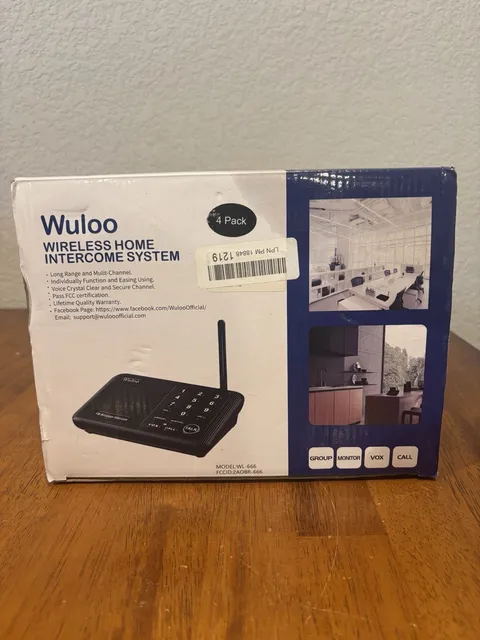 Wuloo Wireless Intercom System 4-Pack 10 Channel 3 Code Black WL-666 NEW