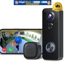 Smart Battery Doorbell with Human Detection & Alexa Compatibility - Black