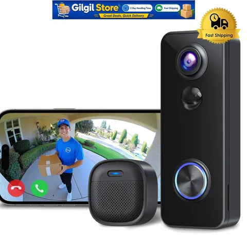 Smart Battery Doorbell with Human Detection & Alexa Compatibility - Black