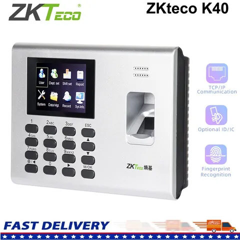 ZKteco K40 Biometric Fingerprint Attendance Machine System Time Clock TCP IP