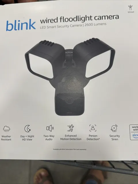 Blink Wired Floodlight Camera Black 2600 Lumens HD Security Camera Open Box