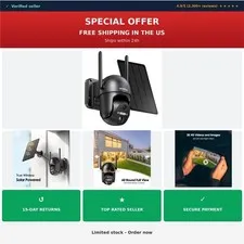 SEHMUA 2K Solar Security Camera Wireless Outdoor PTZ Wi-Fi Night Vision
