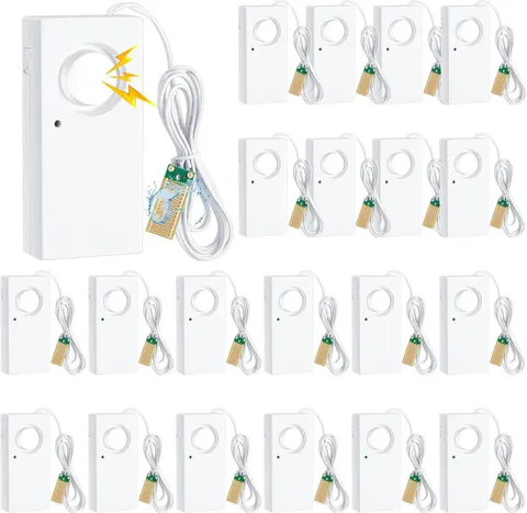 Hoteam 20 Pcs Water Sensor Alarm Leak Detector 120Db Water Leak Alarm 9V Battery