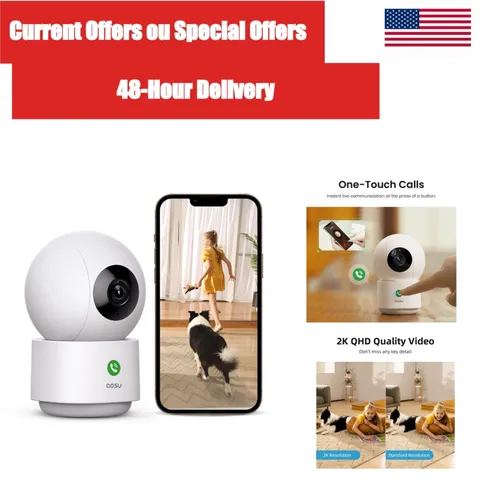 aosu 2K Indoor Security Camera WiFi Baby Monitor 360° Night Vision Alexa