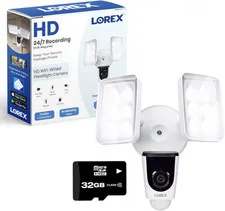 1080P Wired White 4000 Lumens Floodlight Camera | 32GB Microsd Card Included | N