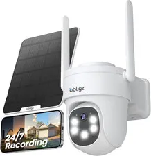AOV Security Camera Wireless Outdoor with 6W Solar Panel,24/7 Recording Camera f