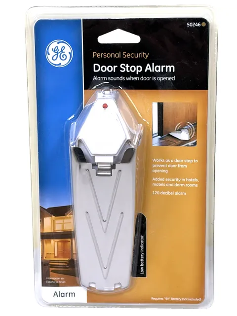 GE Personal Security Door Stop Alarm (50246) - NEW - For Traveling, Dorms - 9V