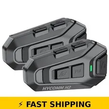 HYCOMM H2 Motorcycle Bluetooth Headset, 2-Way Intercom, IP67 Waterproof