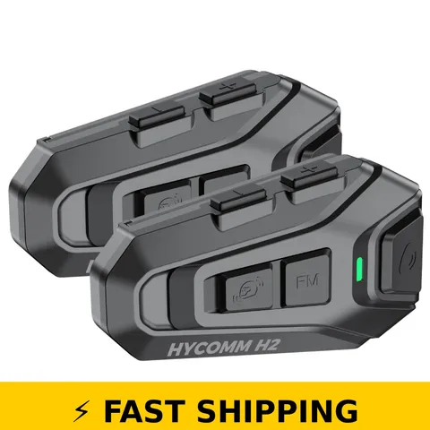 HYCOMM H2 Motorcycle Bluetooth Headset, 2-Way Intercom, IP67 Waterproof