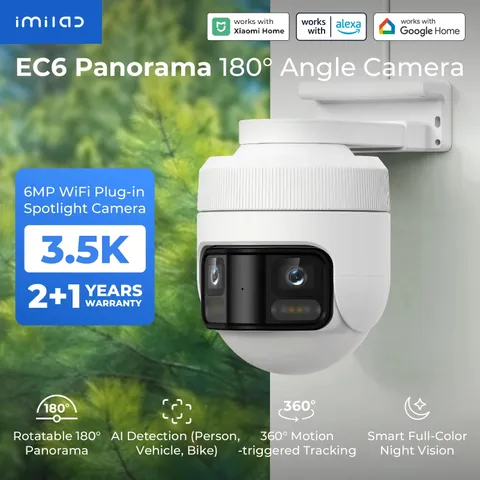 New 3.5K 180° Panorama Outdoor Camera PTZ Security Cam for Home Dual Lens Color 