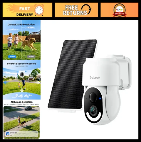 Wireless Solar Outdoor Security Camera - 2K HD, 360° Pan/Tilt, Auto-Tracking, Wi