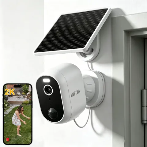 INFIYA Security Cameras Wireless Outdoor, Solar & Battery Powered AI Detection