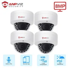 4PCS Anpviz 8MP 4K POE Security Camera IP Network Audio Recording Outdoor Onvif