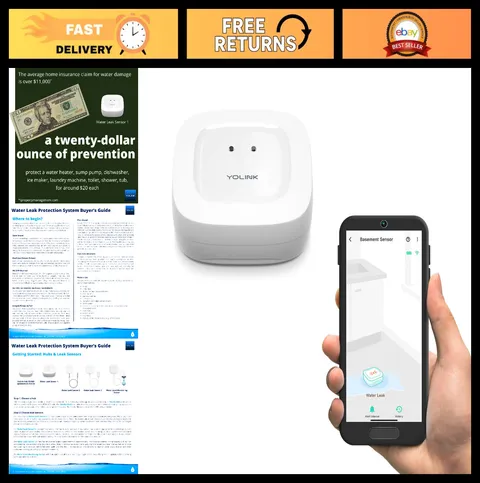 Wireless Water Leak Detector - 1/4 Mile Range, Smart Sensor, Works with Alexa &