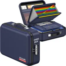 Fireproof File Box, Hard Case Fireproof Document Organizer with Lock Hard-Shell